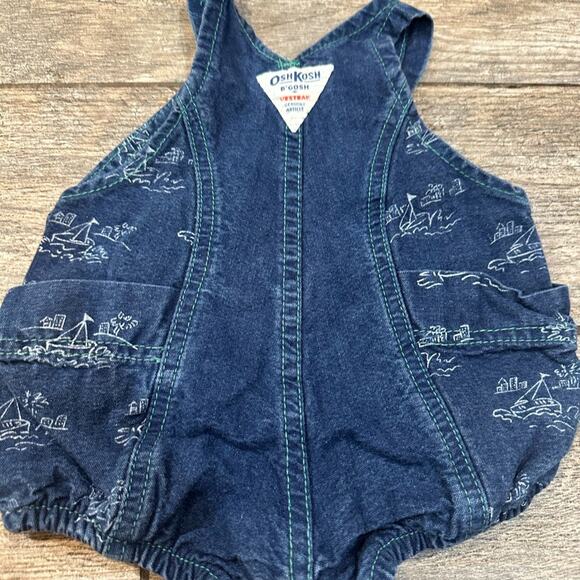 Vintage Osh Kosh Vestbak Nautical overalls romper made in USA 3/6 months - Picture 2 of 7